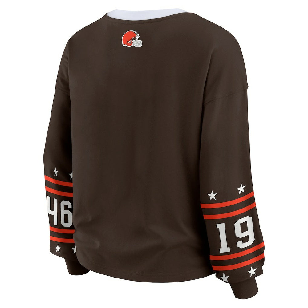 Cleveland Browns WEAR by Erin Andrews Women's Sport Long-Sleeve T-Shirt - Brown - NFL