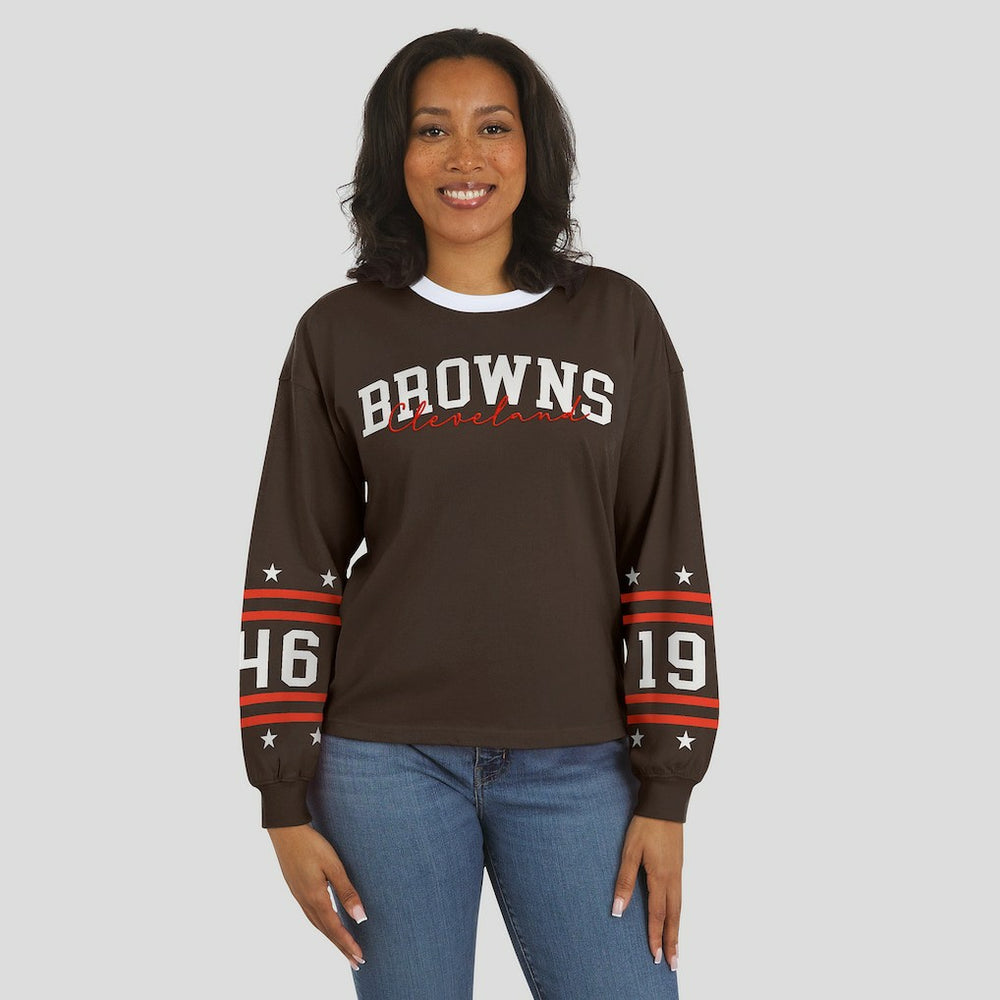 Cleveland Browns WEAR by Erin Andrews Women's Sport Long-Sleeve T-Shirt - Brown - NFL