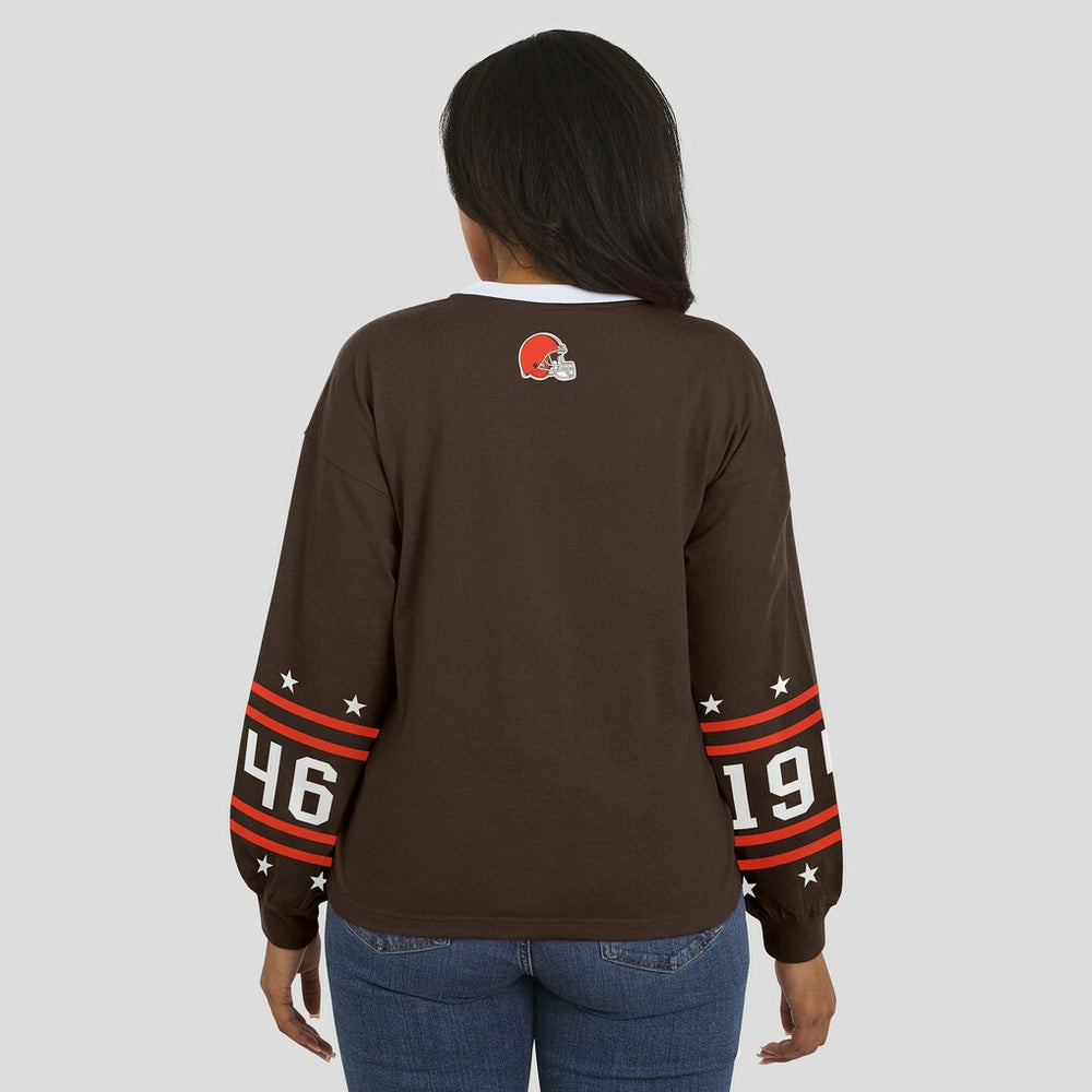 Cleveland Browns WEAR by Erin Andrews Women's Sport Long-Sleeve T-Shirt - Brown - NFL