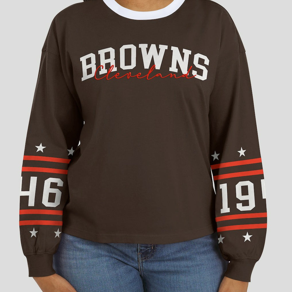 Cleveland Browns WEAR by Erin Andrews Women's Sport Long-Sleeve T-Shirt - Brown - NFL