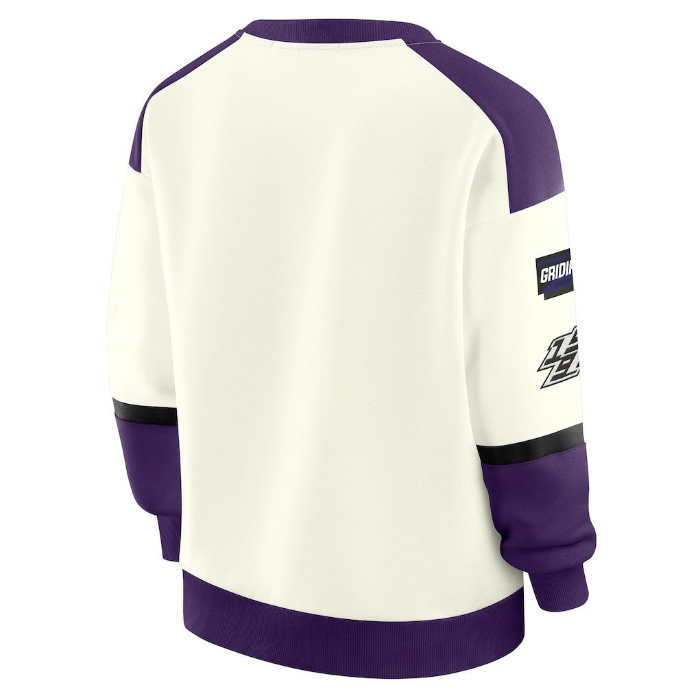 Baltimore Ravens WEAR by Erin Andrews Women's Racing Crew V-Neck Sweatshirt - Cream - NFL