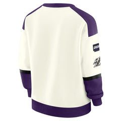 Baltimore Ravens WEAR by Erin Andrews Women's Racing Crew V-Neck Sweatshirt - Cream - NFL
