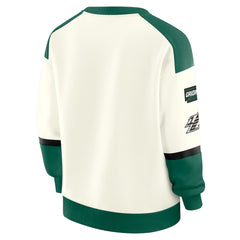 New York Jets WEAR by Erin Andrews Women's Racing Crew V-Neck Sweatshirt - Cream - NFL