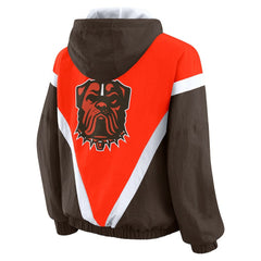 Cleveland Browns WEAR by Erin Andrews Women's Plus Size Retro Crinkle Full-Zip Hoodie Windbreaker Jacket - Orange/Brown - NFL
