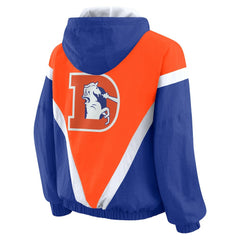 Denver Broncos WEAR by Erin Andrews Women's Plus Size Retro Crinkle Full-Zip Hoodie Windbreaker Jacket - Orange/Royal - NFL