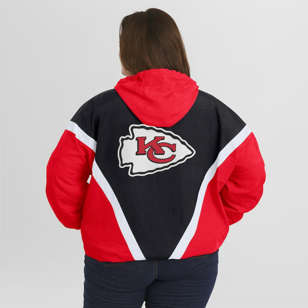 Kansas City Chiefs WEAR by Erin Andrews Women's Plus Size Retro Crinkle Full-Zip Hoodie Windbreaker Jacket - Red/Black - NFL