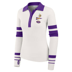 Minnesota Vikings WEAR by Erin Andrews Women's Ribbed Henley Polo Sweater - White - NFL