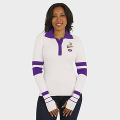 Minnesota Vikings WEAR by Erin Andrews Women's Ribbed Henley Polo Sweater - White - NFL
