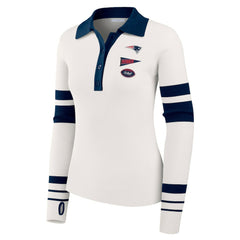 New England Patriots WEAR by Erin Andrews Women's Ribbed Henley Polo Sweater - White - NFL