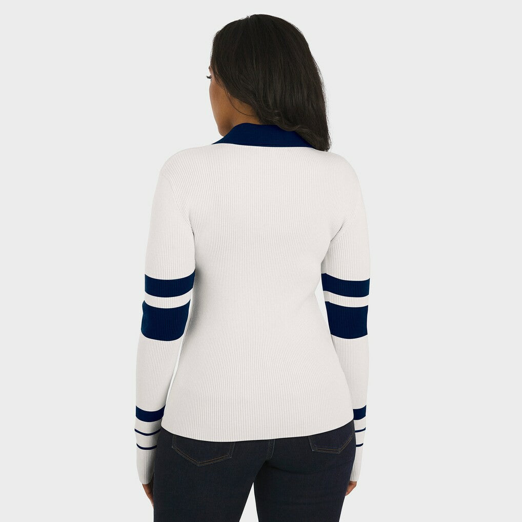 New England Patriots WEAR by Erin Andrews Women's Ribbed Henley Polo Sweater - White - NFL