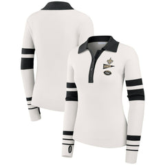 New Orleans Saints WEAR by Erin Andrews Women's Ribbed Henley Polo Sweater - White - NFL