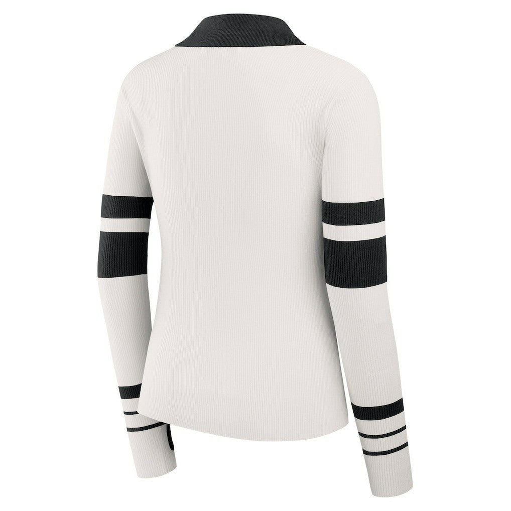 New Orleans Saints WEAR by Erin Andrews Women's Ribbed Henley Polo Sweater - White - NFL