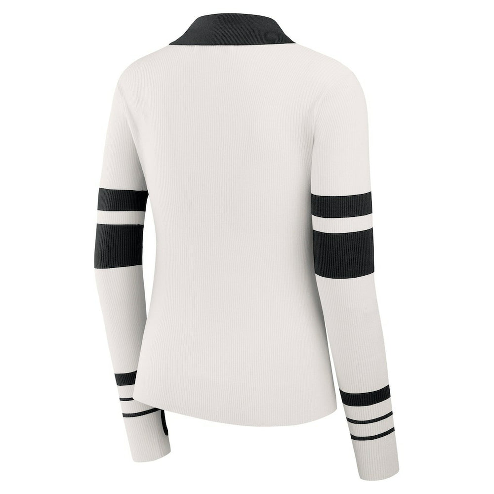 New Orleans Saints WEAR by Erin Andrews Women's Ribbed Henley Polo Sweater - White - NFL