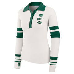 New York Jets WEAR by Erin Andrews Women's Ribbed Henley Polo Sweater - White - NFL