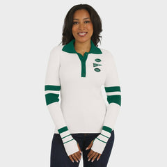 New York Jets WEAR by Erin Andrews Women's Ribbed Henley Polo Sweater - White - NFL