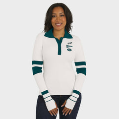 Philadelphia Eagles WEAR by Erin Andrews Women's Ribbed Henley Polo Sweater - White - NFL