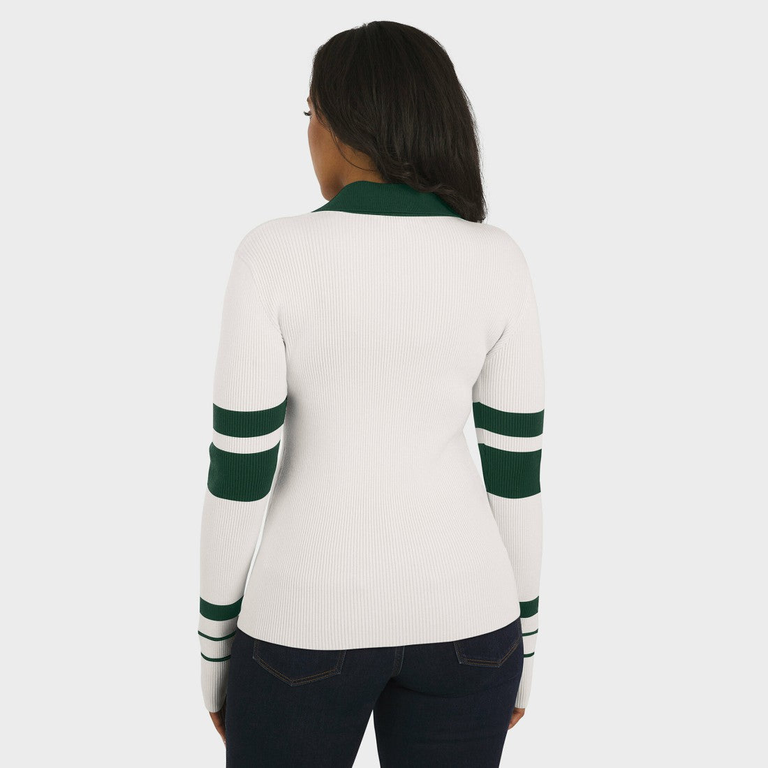 Green Bay Packers WEAR by Erin Andrews Women's Ribbed Henley Polo Sweater - White - NFL