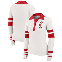 San Francisco 49ers WEAR by Erin Andrews Women's Ribbed Henley Polo Sweater - White - NFL