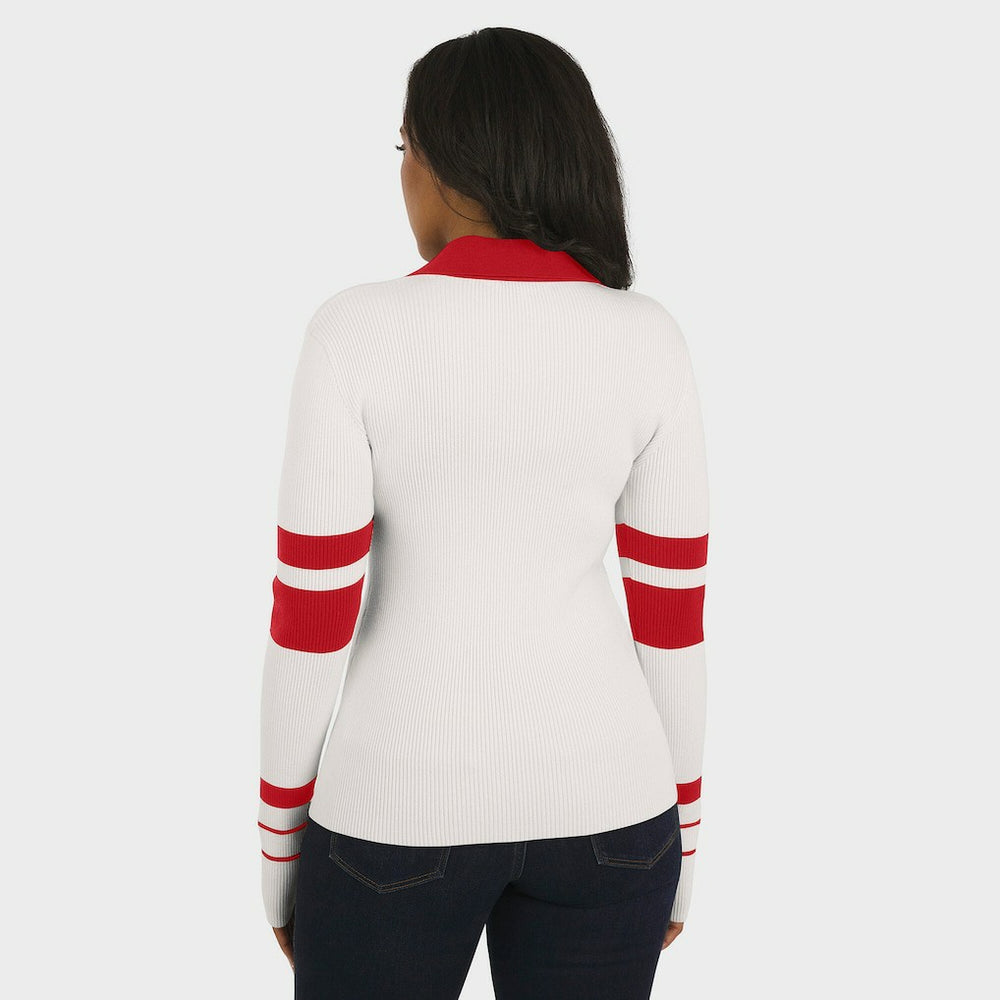 San Francisco 49ers WEAR by Erin Andrews Women's Ribbed Henley Polo Sweater - White - NFL