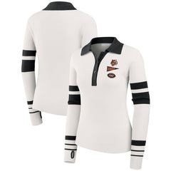 Cincinnati Bengals WEAR by Erin Andrews Women's Ribbed Henley Polo Sweater - White - NFL