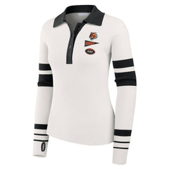 Cincinnati Bengals WEAR by Erin Andrews Women's Ribbed Henley Polo Sweater - White - NFL