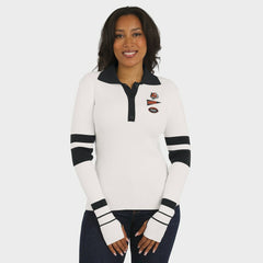 Cincinnati Bengals WEAR by Erin Andrews Women's Ribbed Henley Polo Sweater - White - NFL
