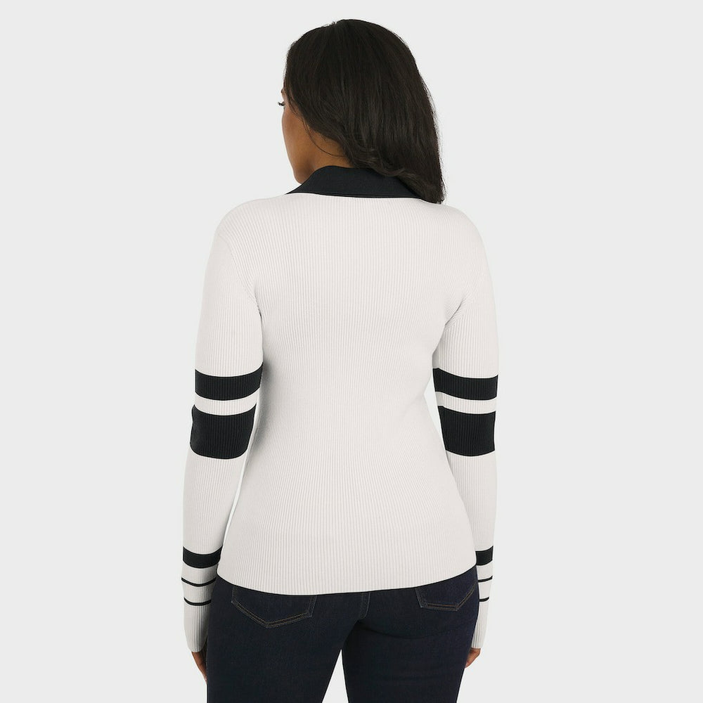 Cincinnati Bengals WEAR by Erin Andrews Women's Ribbed Henley Polo Sweater - White - NFL