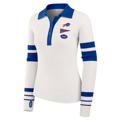 Buffalo Bills WEAR by Erin Andrews Women's Ribbed Henley Polo Sweater - White - NFL