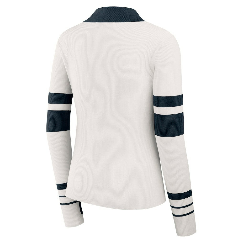 Chicago Bears WEAR by Erin Andrews Women's Ribbed Henley Polo Sweater - White - NFL