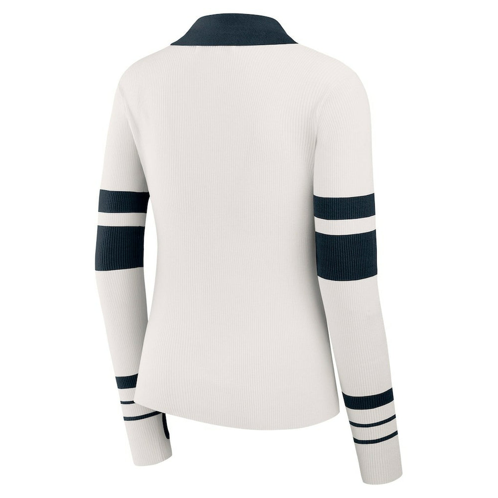 Chicago Bears WEAR by Erin Andrews Women's Ribbed Henley Polo Sweater - White - NFL