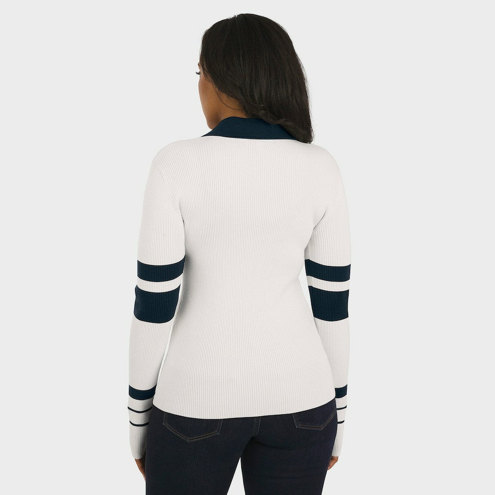 Chicago Bears WEAR by Erin Andrews Women's Ribbed Henley Polo Sweater - White - NFL