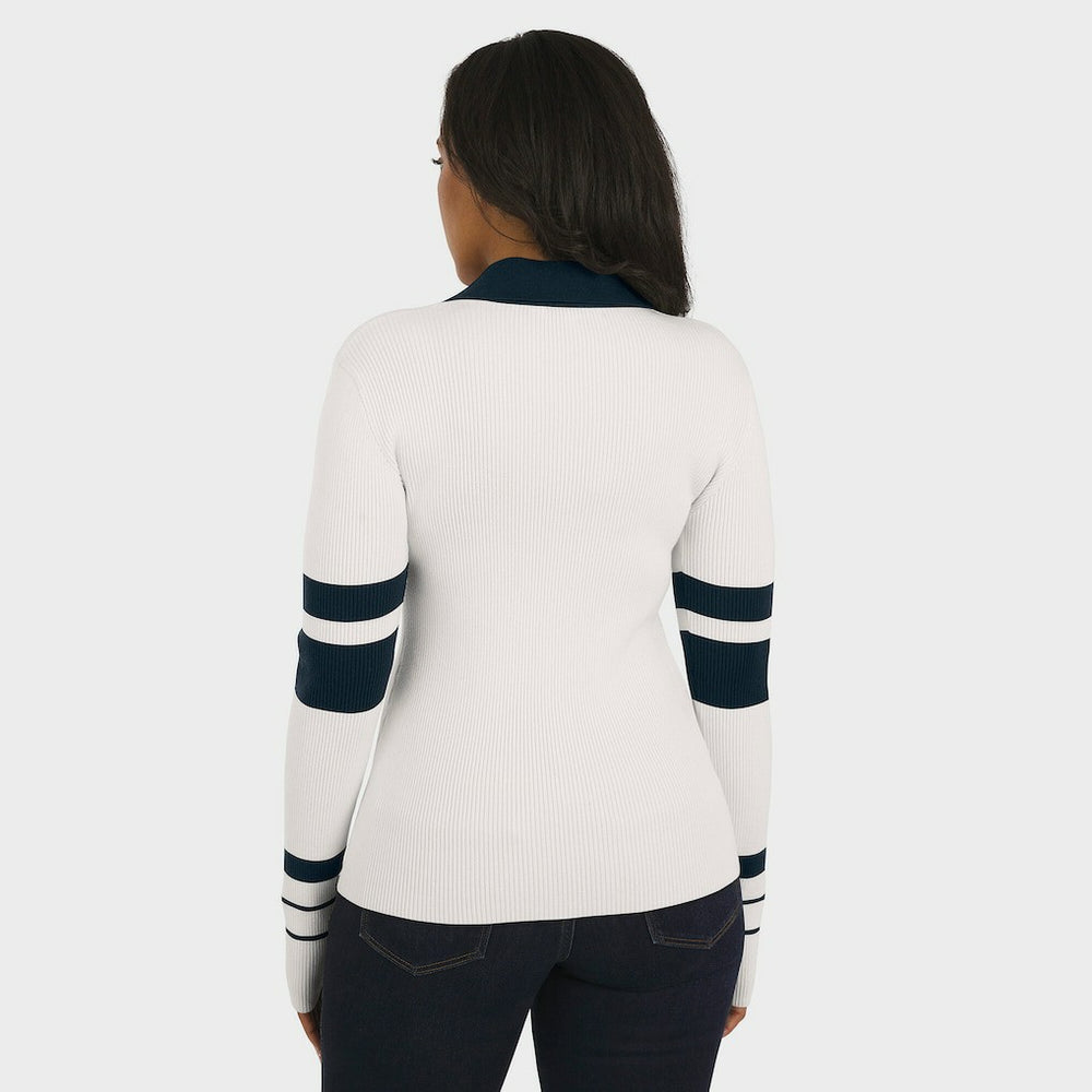 Chicago Bears WEAR by Erin Andrews Women's Ribbed Henley Polo Sweater - White - NFL