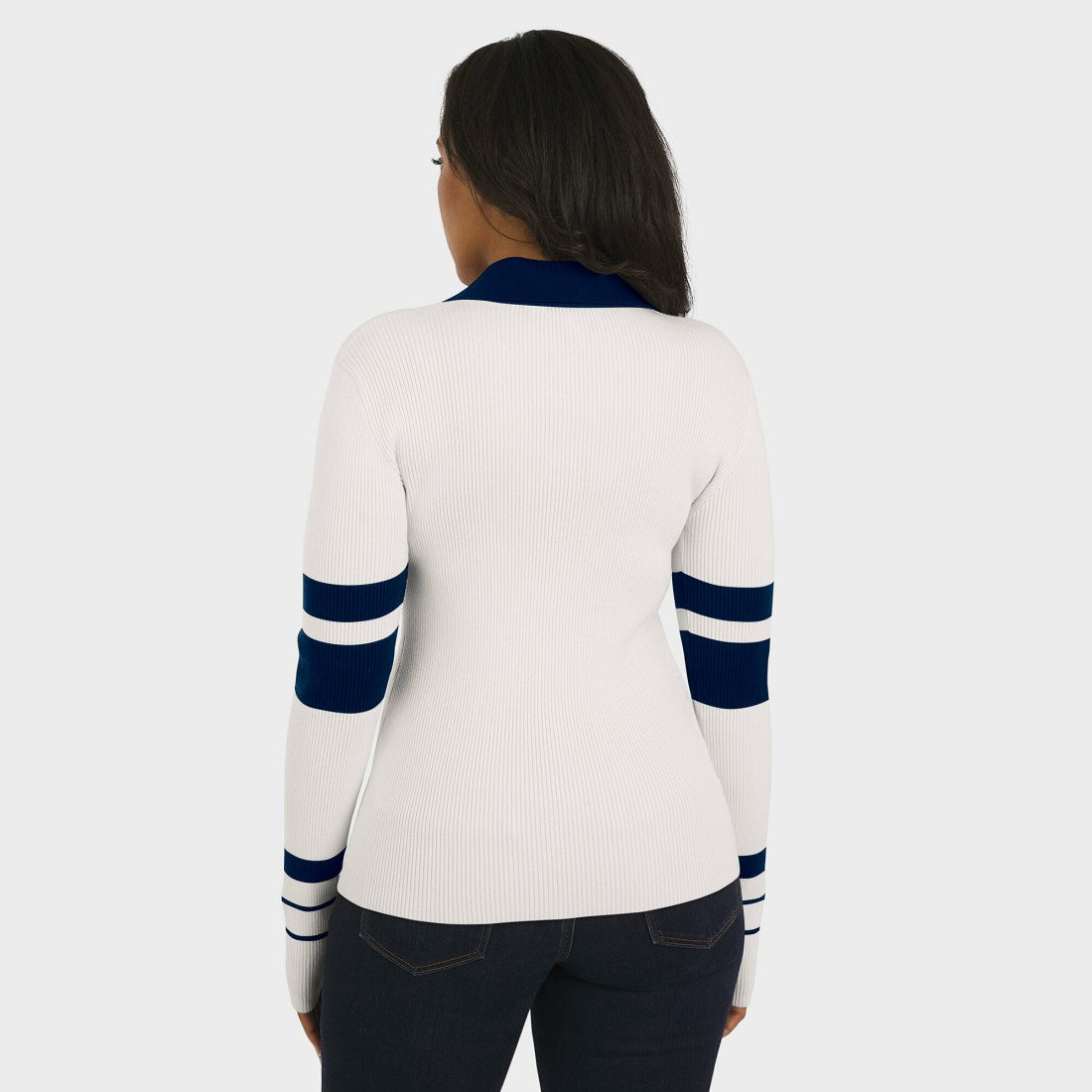 Denver Broncos WEAR by Erin Andrews Women's Ribbed Henley Polo Sweater - White - NFL