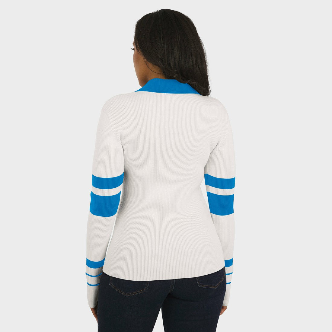 Detroit Lions WEAR by Erin Andrews Women's Ribbed Henley Polo Sweater - White - NFL