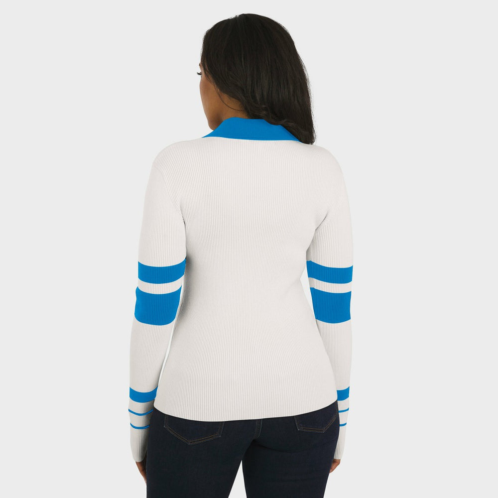Detroit Lions WEAR by Erin Andrews Women's Ribbed Henley Polo Sweater - White - NFL