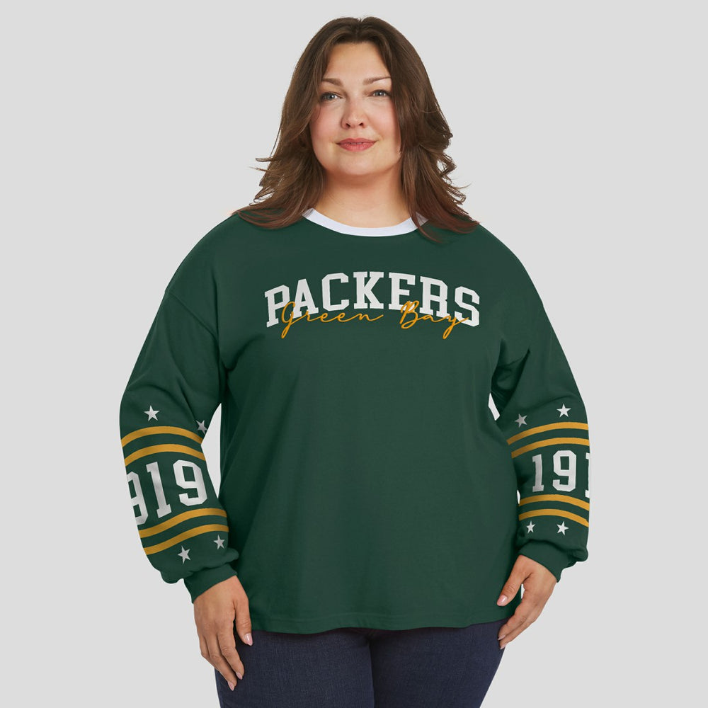 Green Bay Packers WEAR by Erin Andrews Women's Plus Size Sport Long-Sleeve T-Shirt - Green - NFL