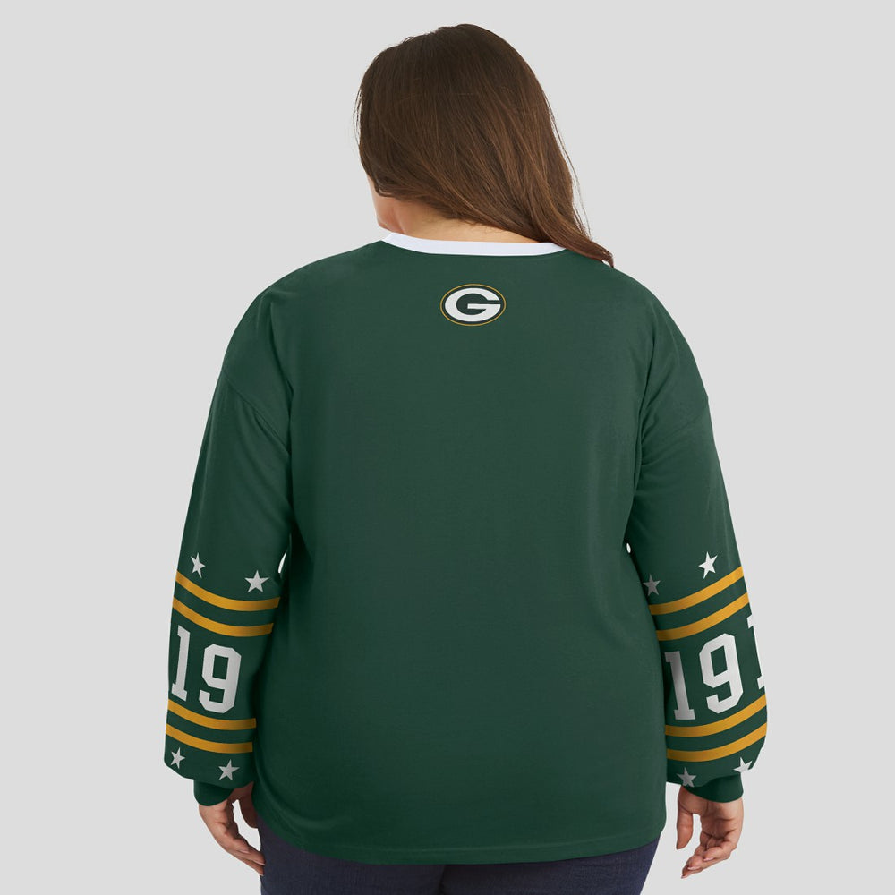 Green Bay Packers WEAR by Erin Andrews Women's Plus Size Sport Long-Sleeve T-Shirt - Green - NFL