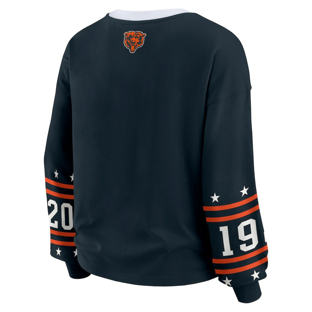 Chicago Bears WEAR by Erin Andrews Women's Plus Size Sport Long-Sleeve T-Shirt - Navy - NFL