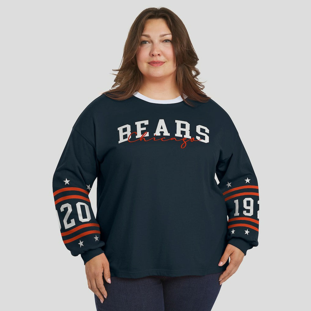 Chicago Bears WEAR by Erin Andrews Women's Plus Size Sport Long-Sleeve T-Shirt - Navy - NFL