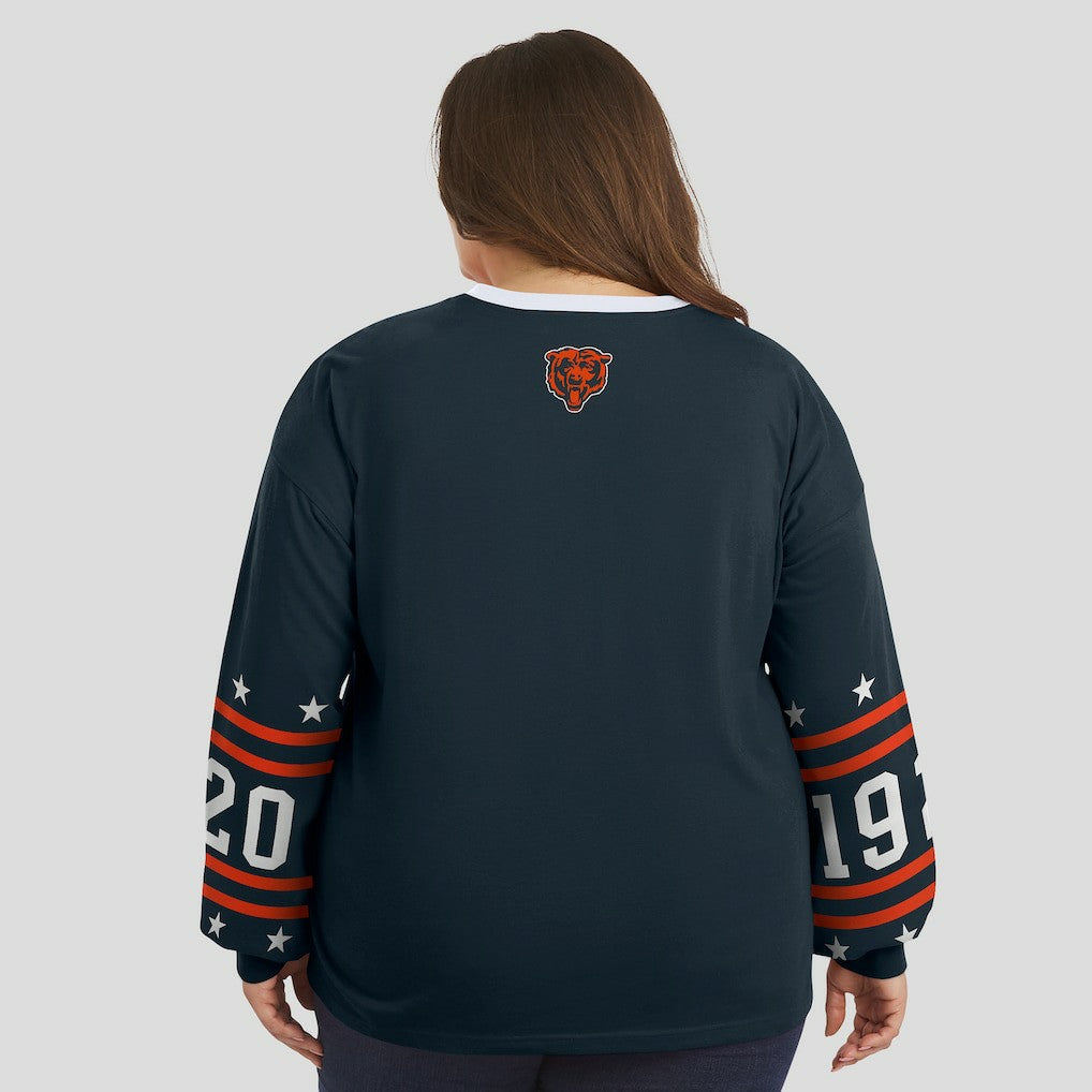 Chicago Bears WEAR by Erin Andrews Women's Plus Size Sport Long-Sleeve T-Shirt - Navy - NFL