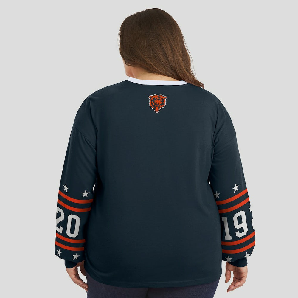 Chicago Bears WEAR by Erin Andrews Women's Plus Size Sport Long-Sleeve T-Shirt - Navy - NFL