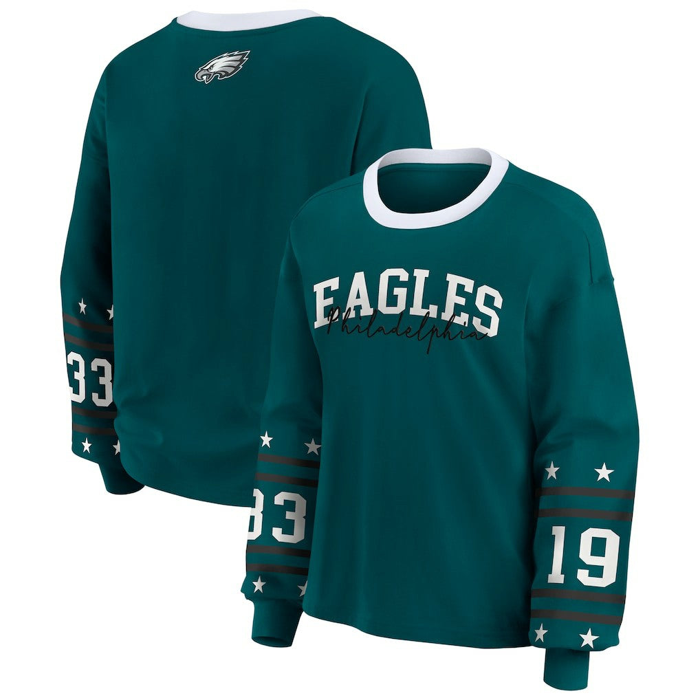 Philadelphia Eagles WEAR by Erin Andrews Women's Plus Size Sport Long-Sleeve T-Shirt - Midnight Green - NFL