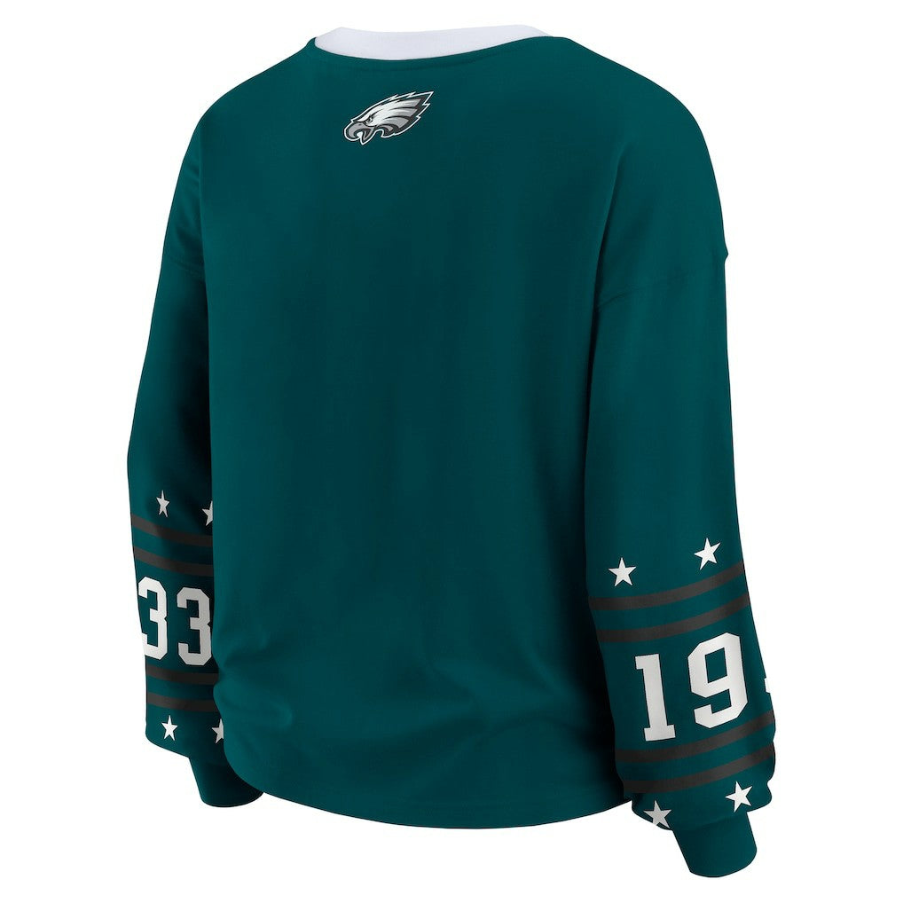 Philadelphia Eagles WEAR by Erin Andrews Women's Plus Size Sport Long-Sleeve T-Shirt - Midnight Green - NFL