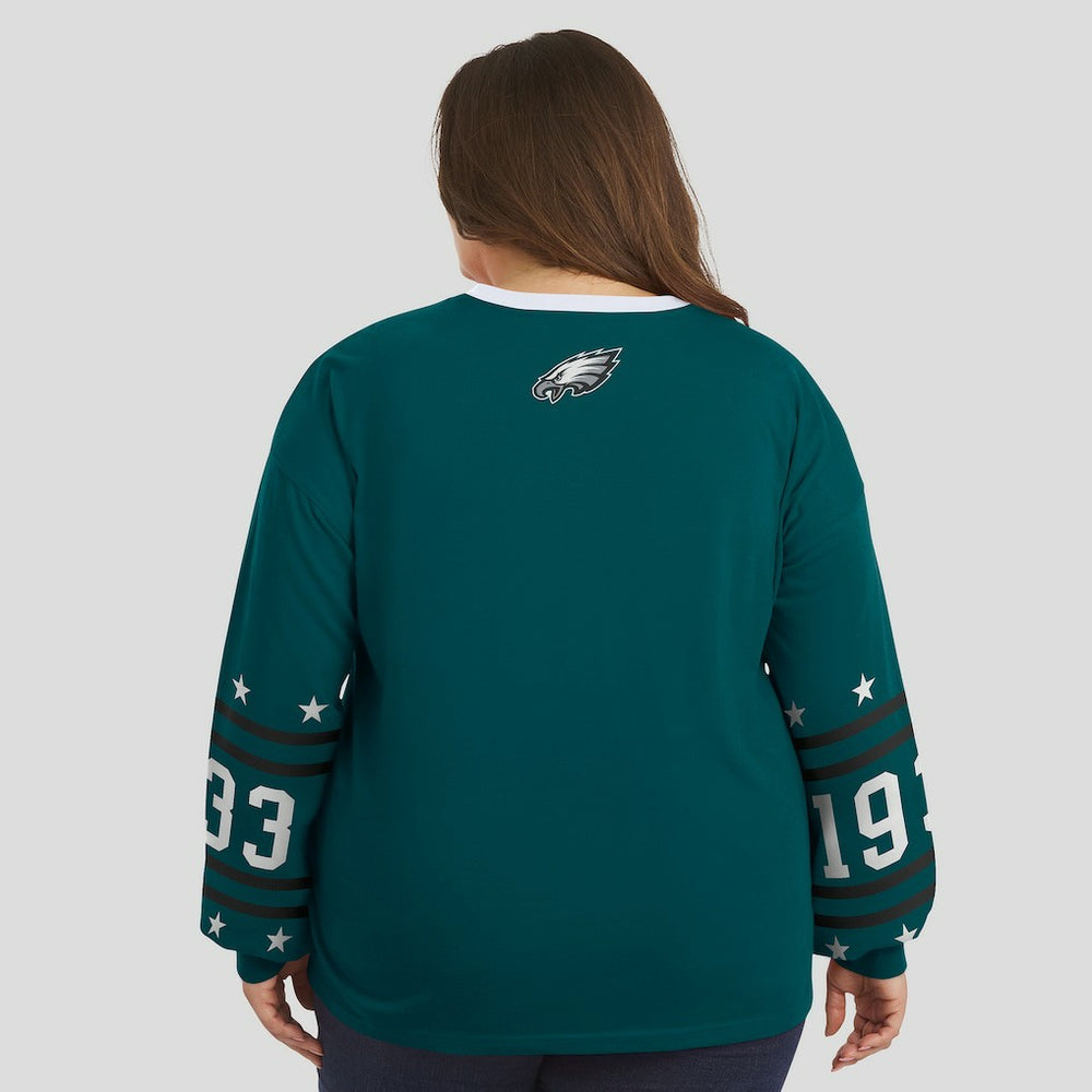 Philadelphia Eagles WEAR by Erin Andrews Women's Plus Size Sport Long-Sleeve T-Shirt - Midnight Green - NFL