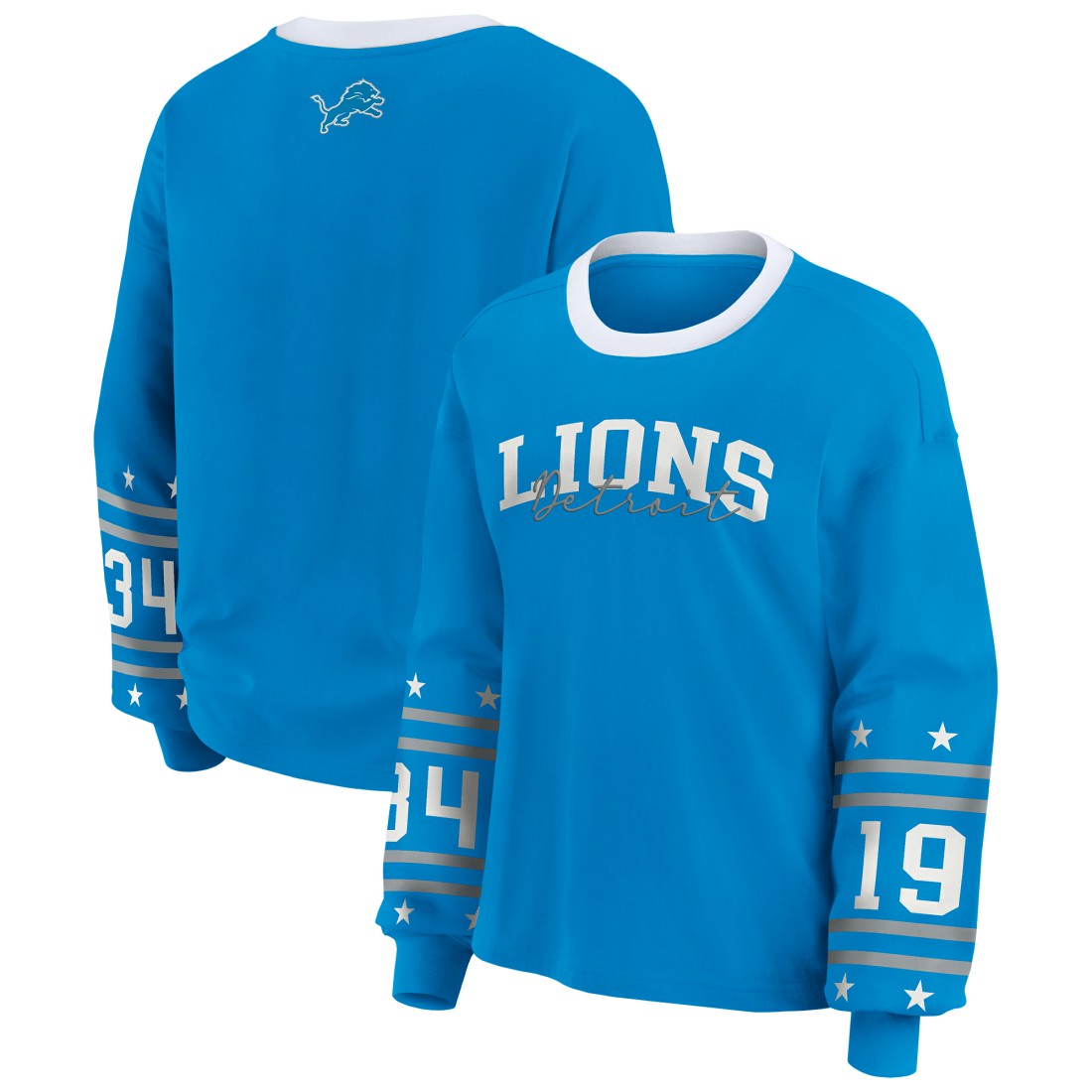Detroit Lions WEAR by Erin Andrews Women's Plus Size Sport Long-Sleeve T-Shirt - Blue - NFL