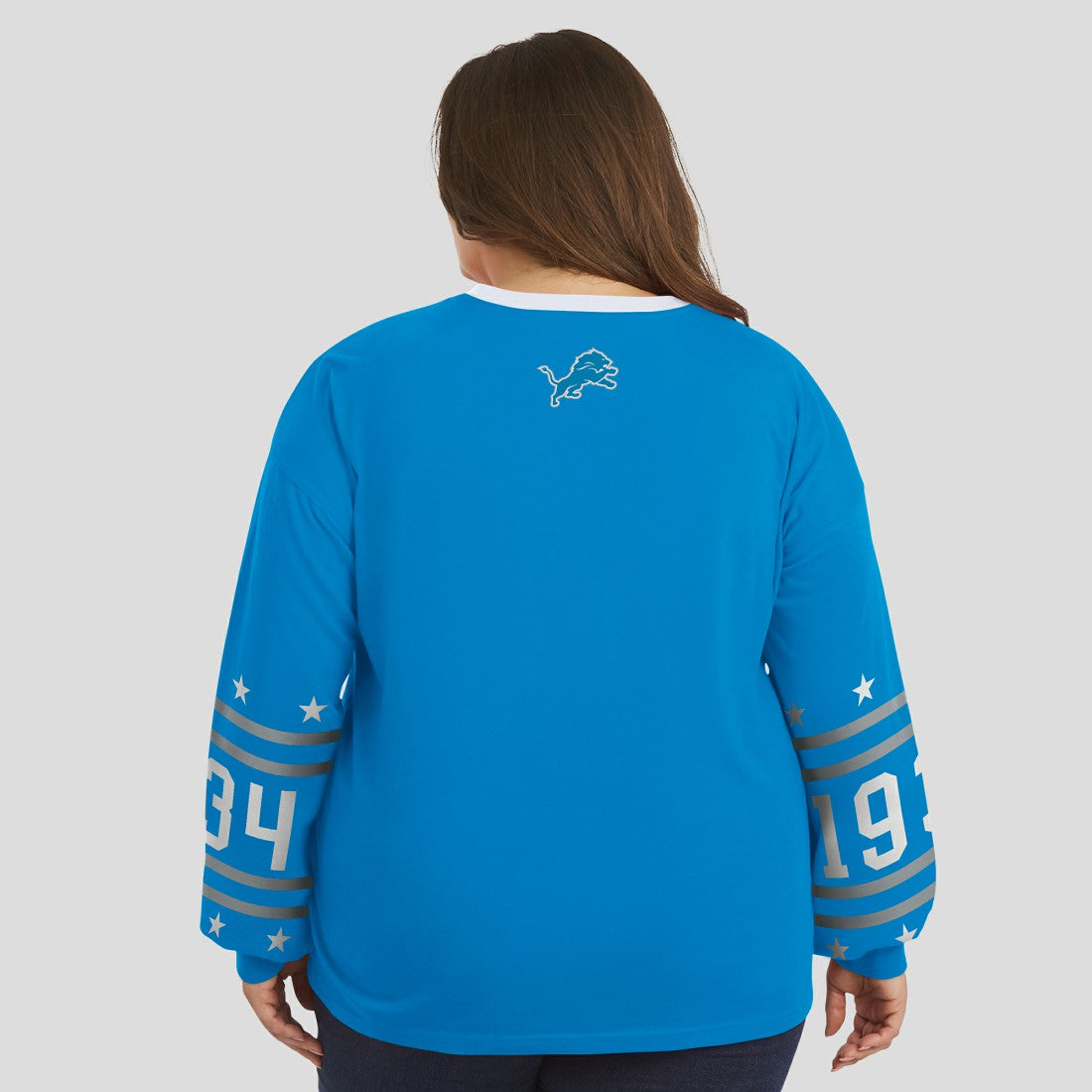 Detroit Lions WEAR by Erin Andrews Women's Plus Size Sport Long-Sleeve T-Shirt - Blue - NFL