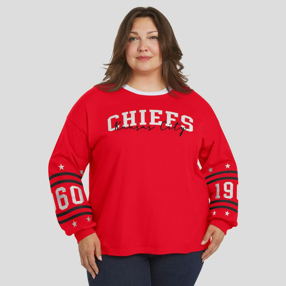Kansas City Chiefs WEAR by Erin Andrews Women's Plus Size Sport Long-Sleeve T-Shirt - Red - NFL