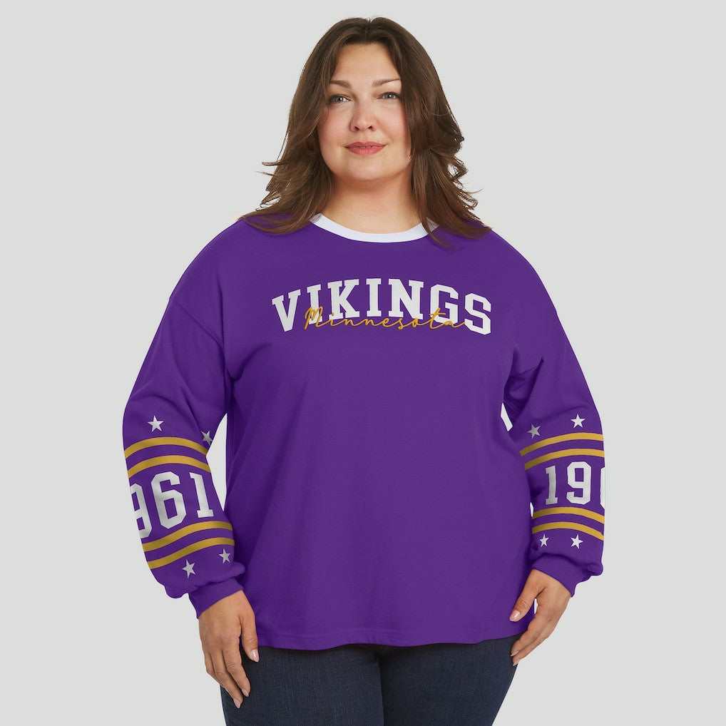 Minnesota Vikings WEAR by Erin Andrews Women's Plus Size Sport Long-Sleeve T-Shirt - Purple - NFL