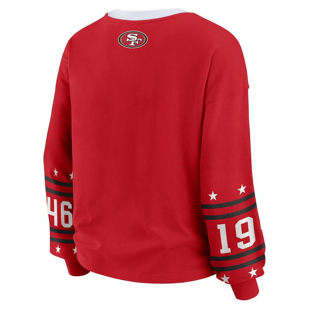 San Francisco 49ers WEAR by Erin Andrews Women's Plus Size Sport Long-Sleeve T-Shirt - Scarlet - NFL