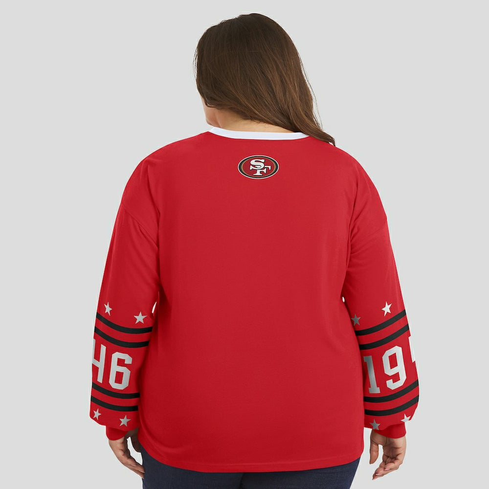 San Francisco 49ers WEAR by Erin Andrews Women's Plus Size Sport Long-Sleeve T-Shirt - Scarlet - NFL